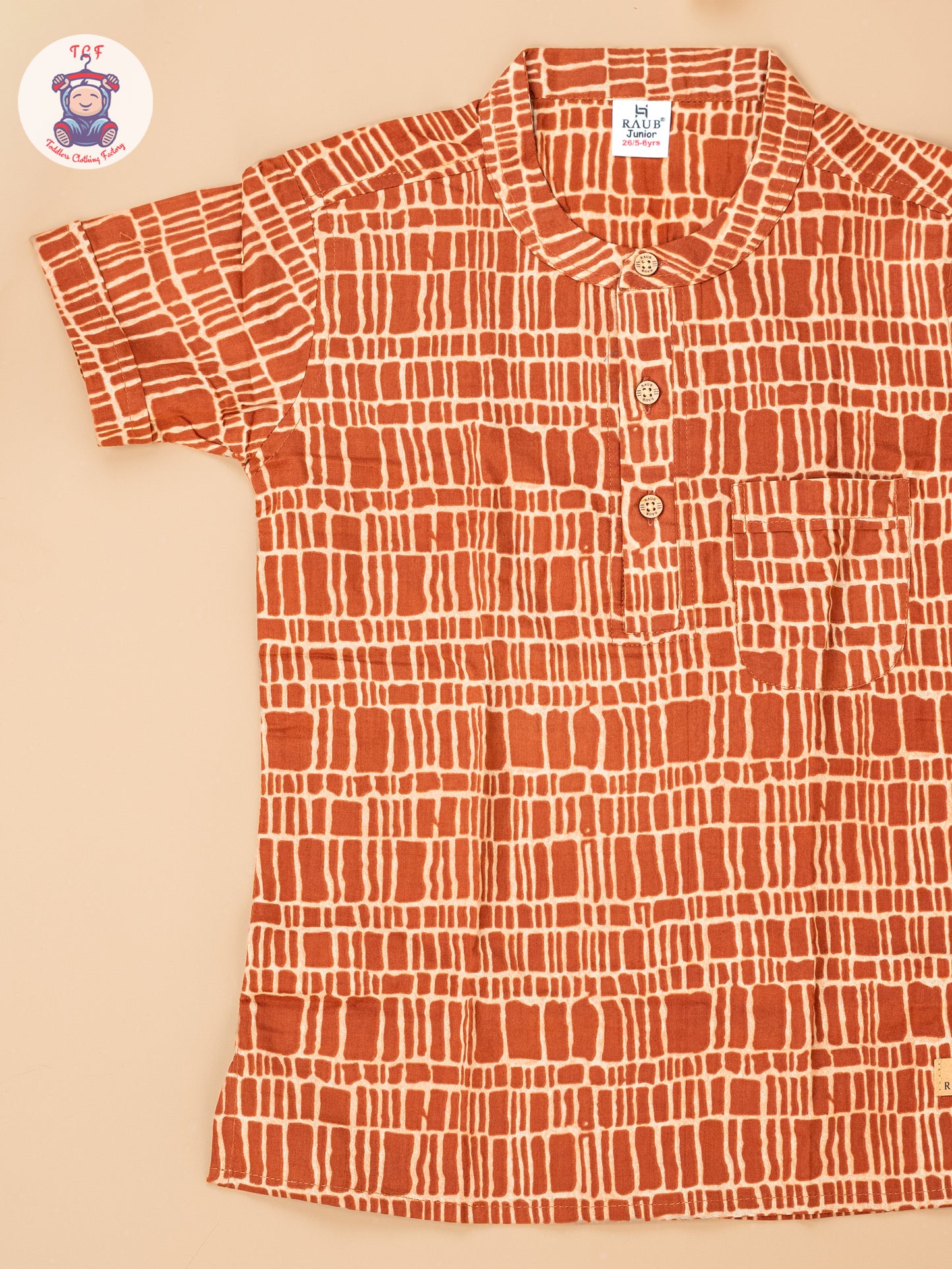 Rust - Boys Readymade Short Kurta