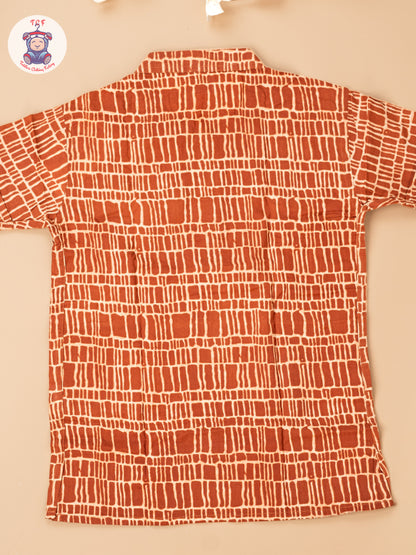 Rust - Boys Readymade Short Kurta