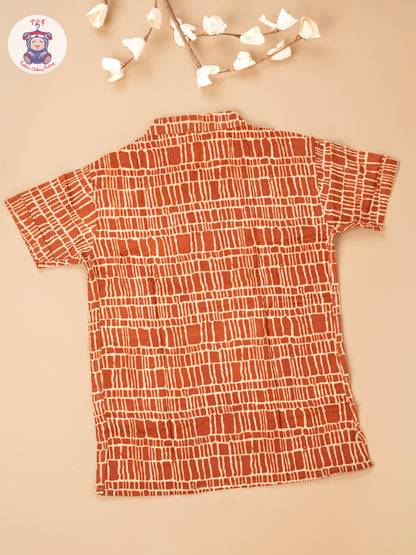 Rust - Boys Readymade Short Kurta
