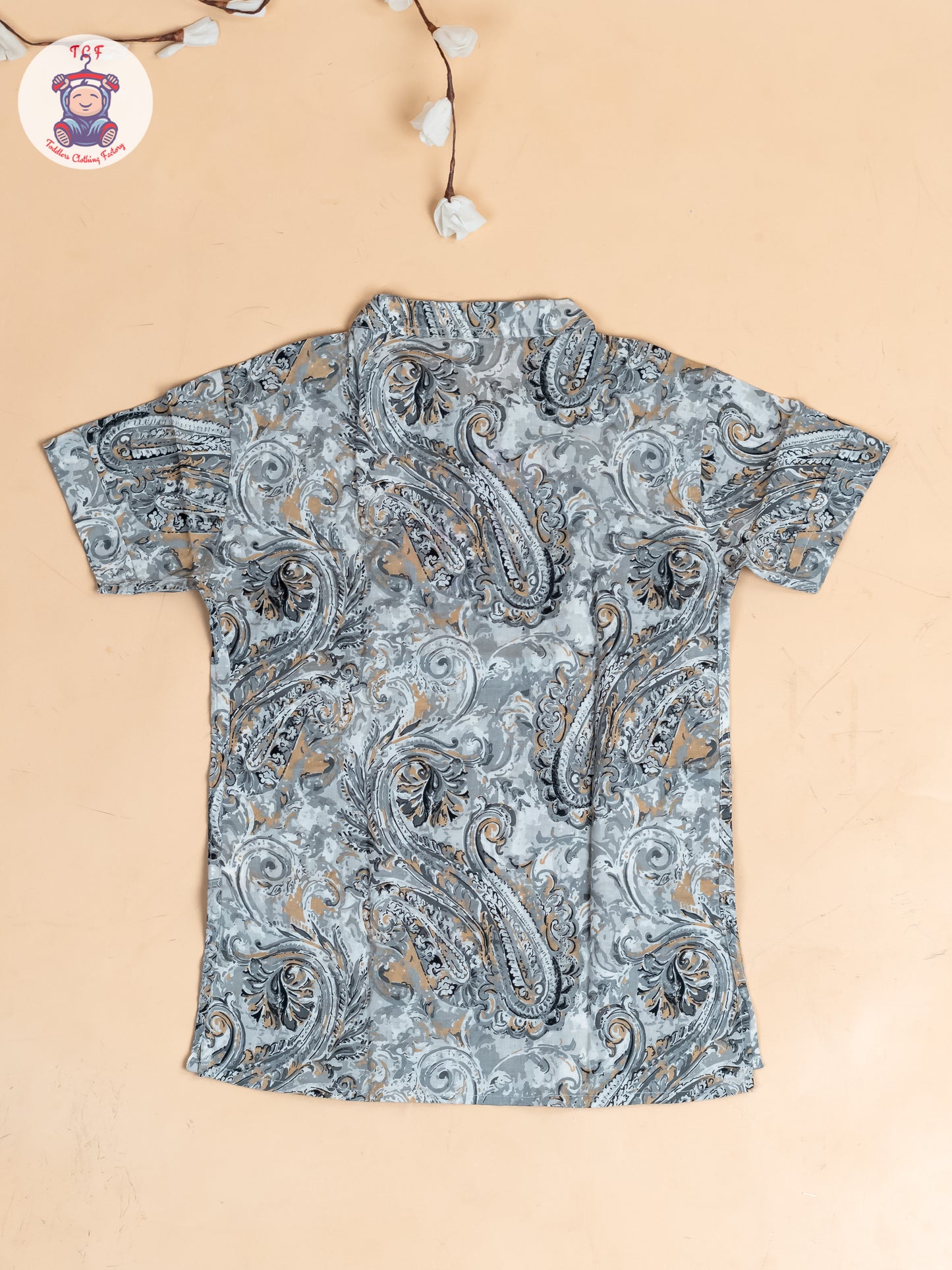 Grey - Boys Printed Short Kurta