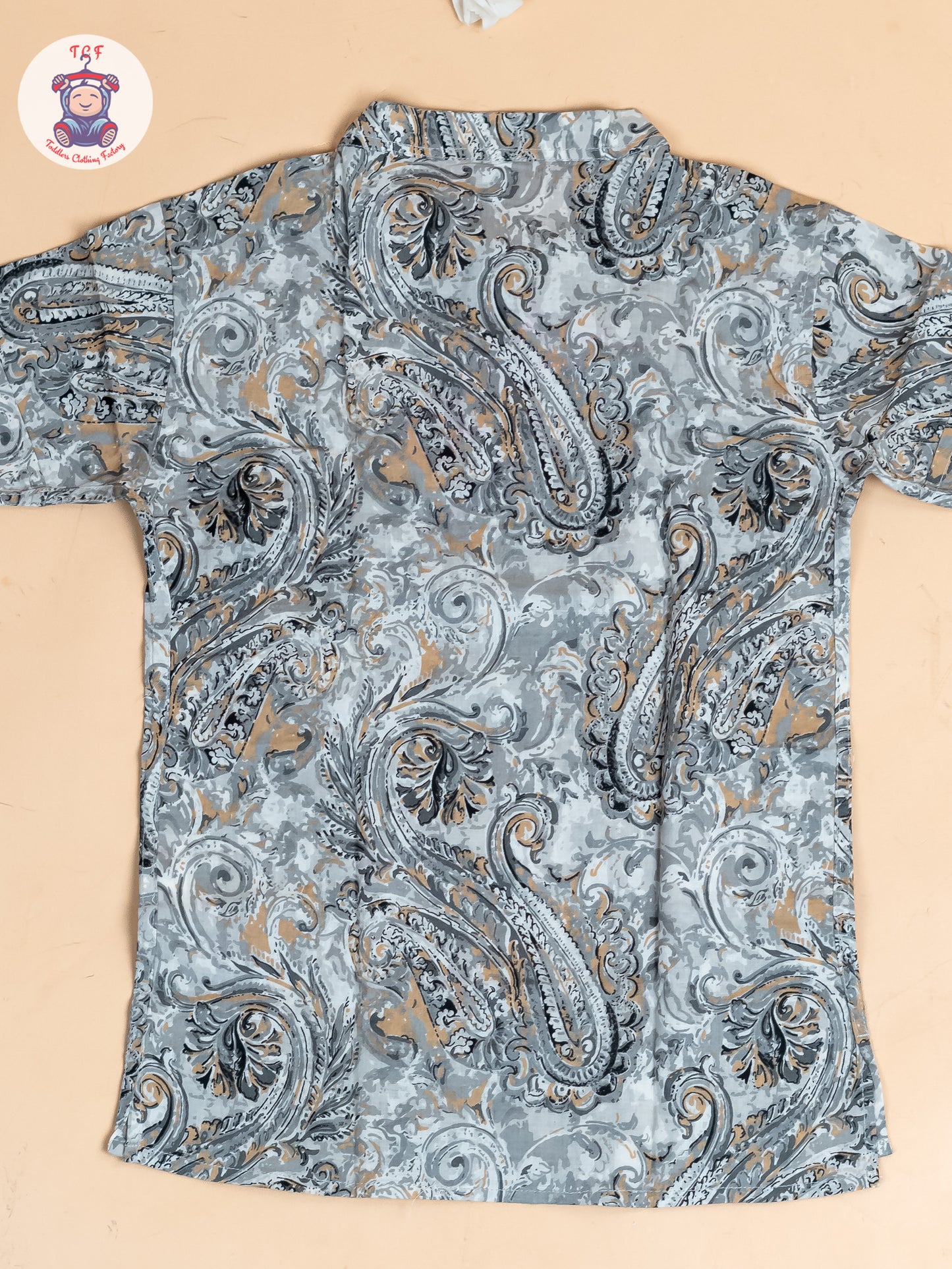 Grey - Boys Printed Short Kurta