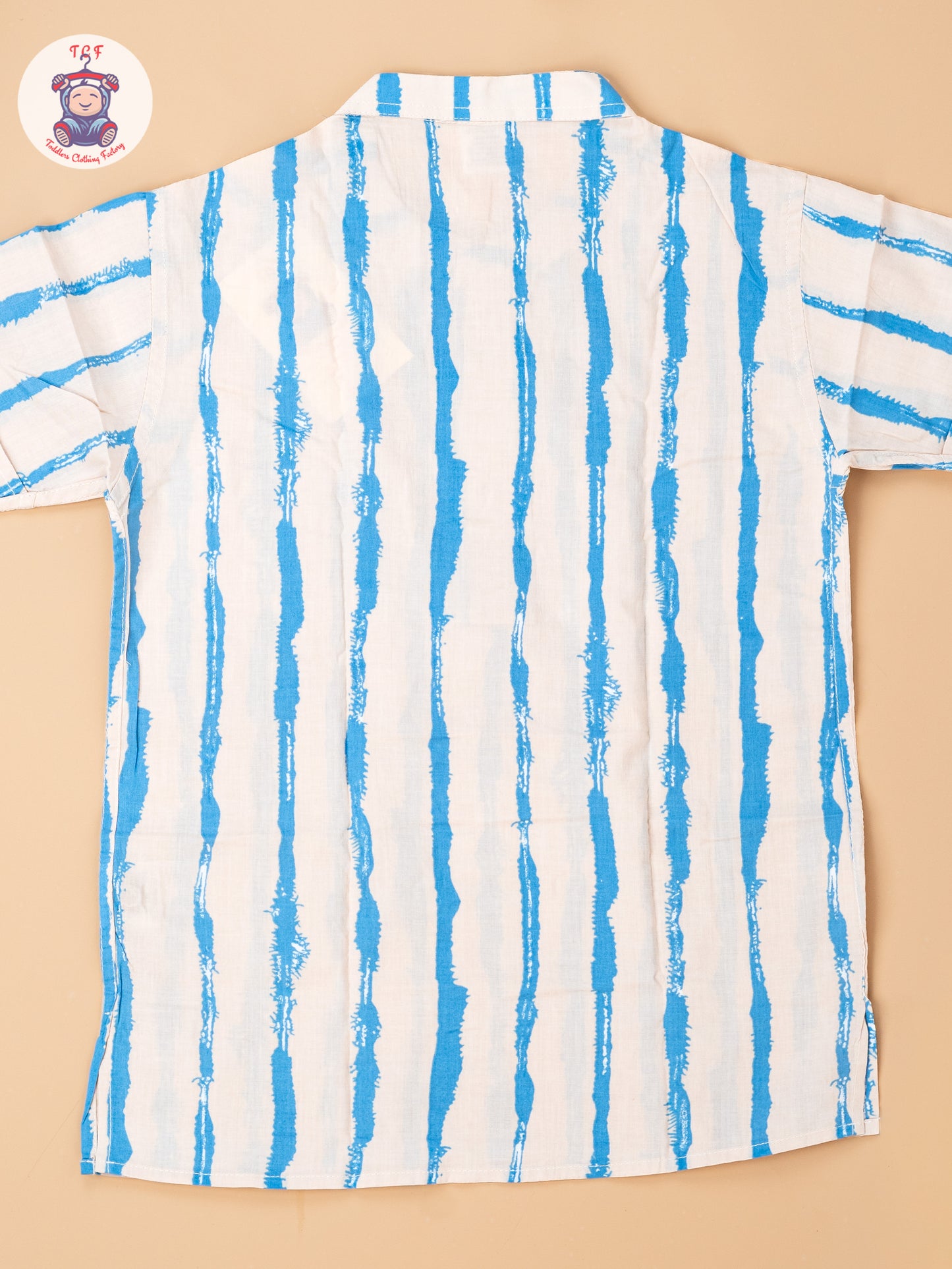 Beige & Blue - Boys Readymade Short Kurta