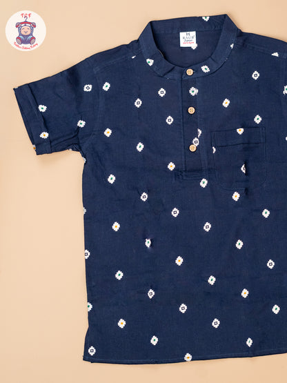 Navy Blue - Boys Readymade Short Kurta