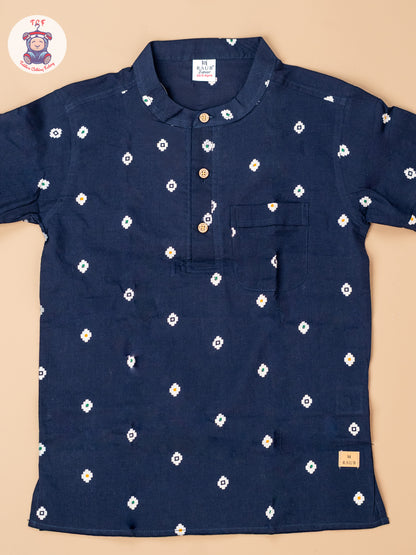 Navy Blue - Boys Readymade Short Kurta