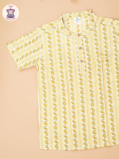 Yellow - Boys Readymade Short Kurta