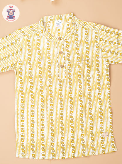 Yellow - Boys Readymade Short Kurta