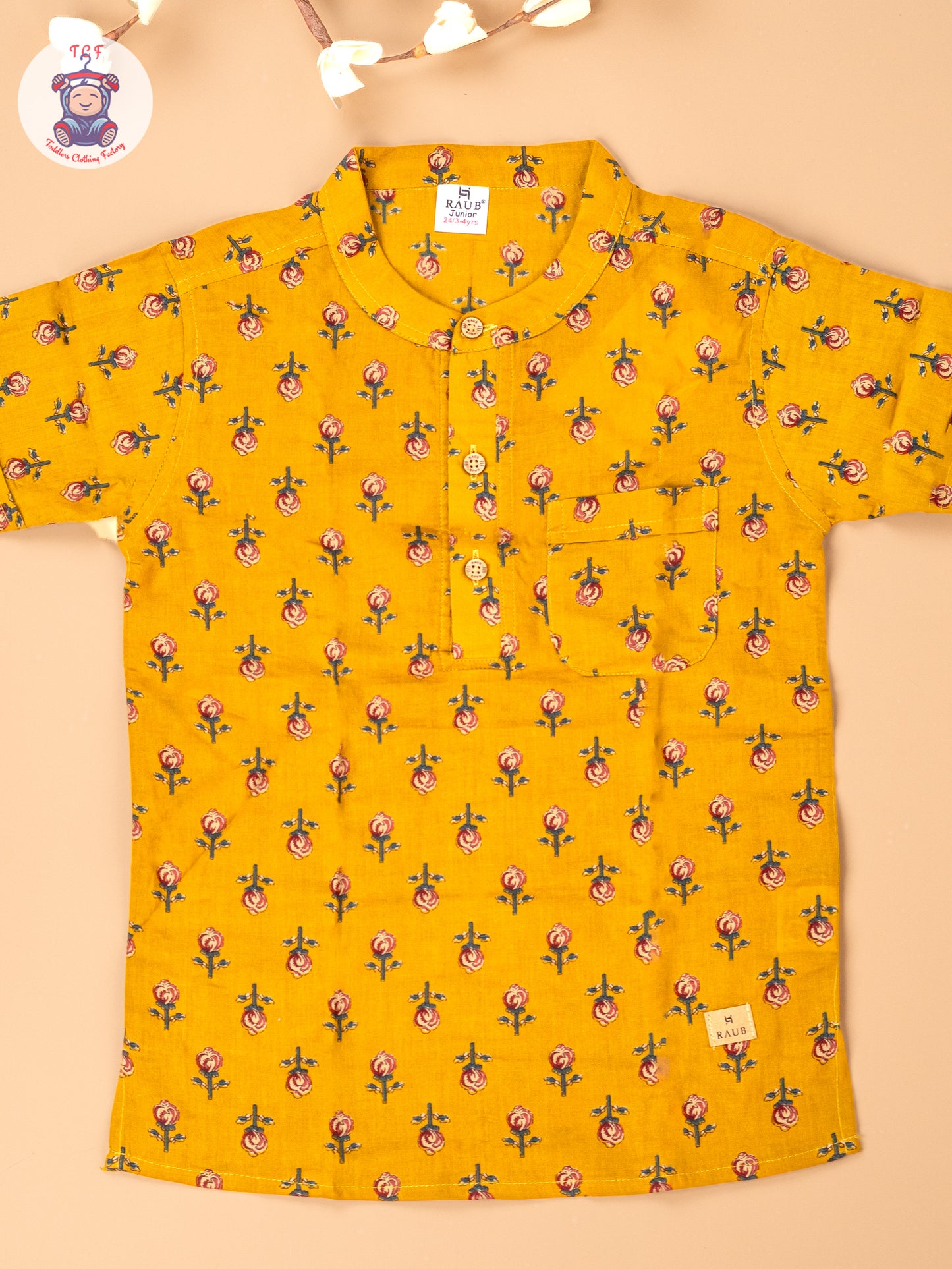 Mustard - Boys Readymade Short Kurta