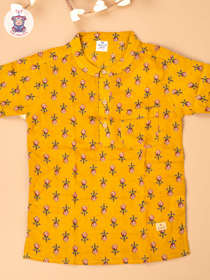 Mustard - Boys Readymade Short Kurta