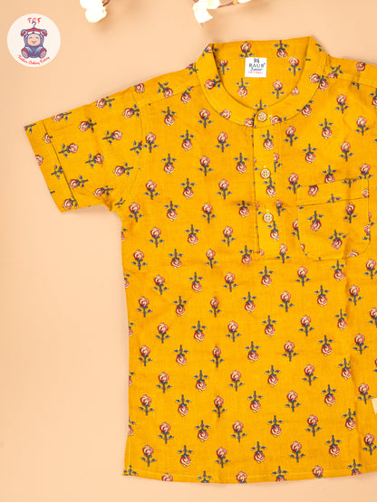Mustard - Boys Readymade Short Kurta