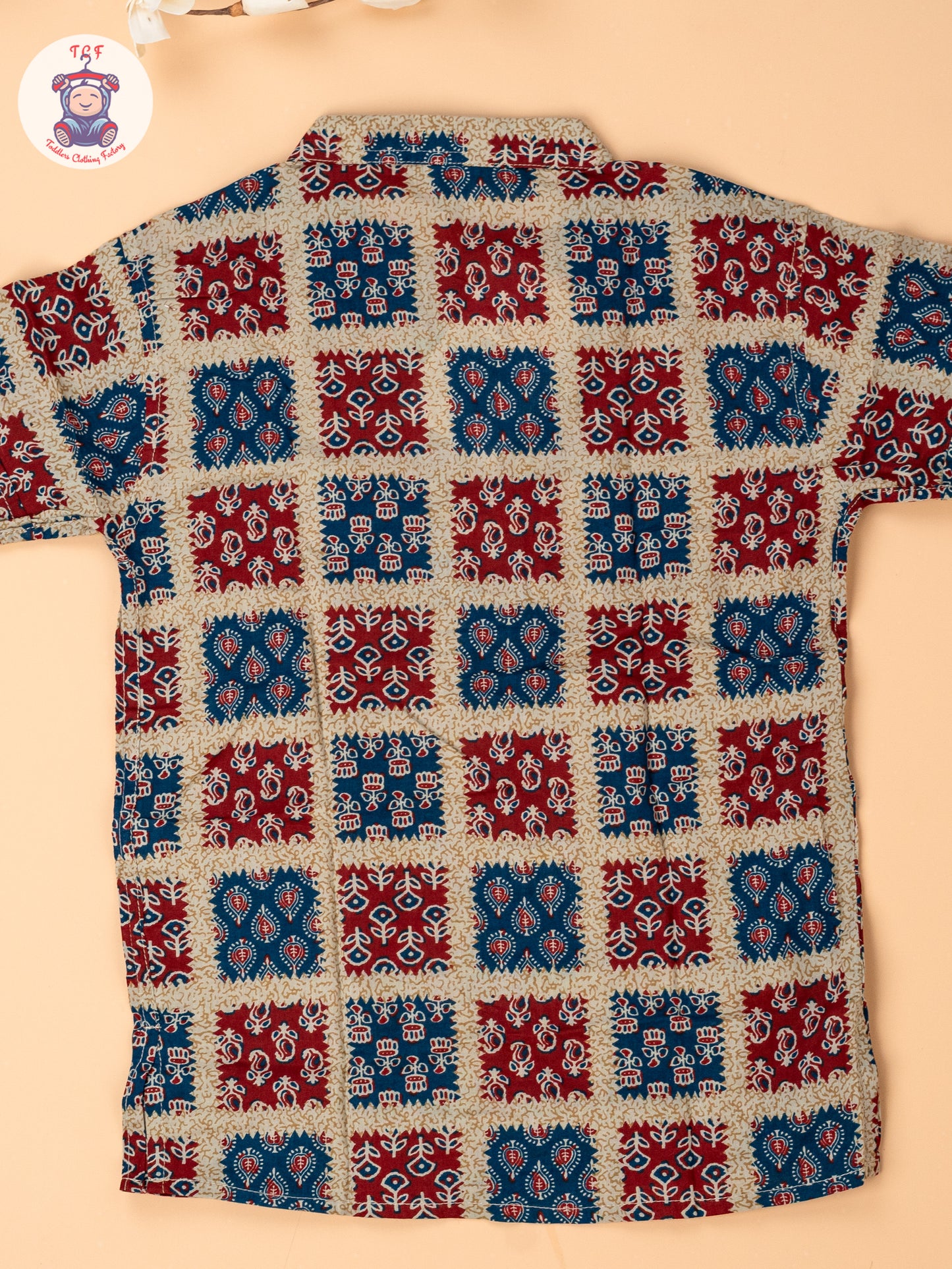 Blue & Red - Boys Readymade Short Kurta