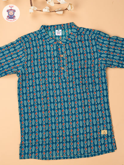 Rama Blue - Boys Readymade Short Kurta