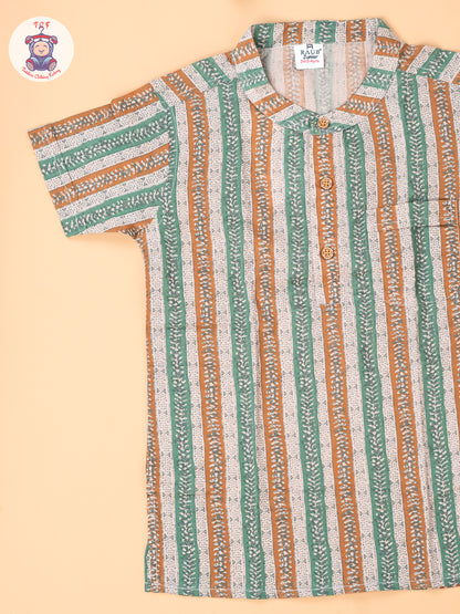 Beige - Boys Readymade Short Kurta
