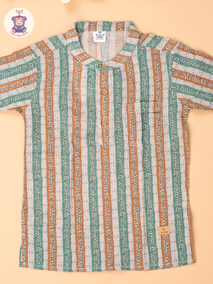 Beige - Boys Readymade Short Kurta