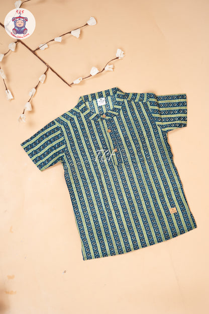Blue & Green - Boys Readymade Short Kurta