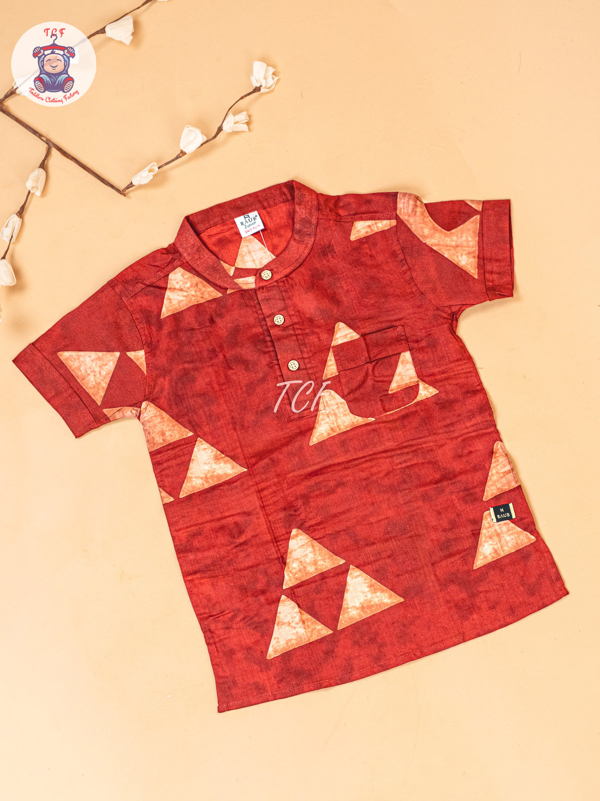 Red - Boys Readymade Short Kurta