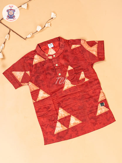 Red - Boys Readymade Short Kurta