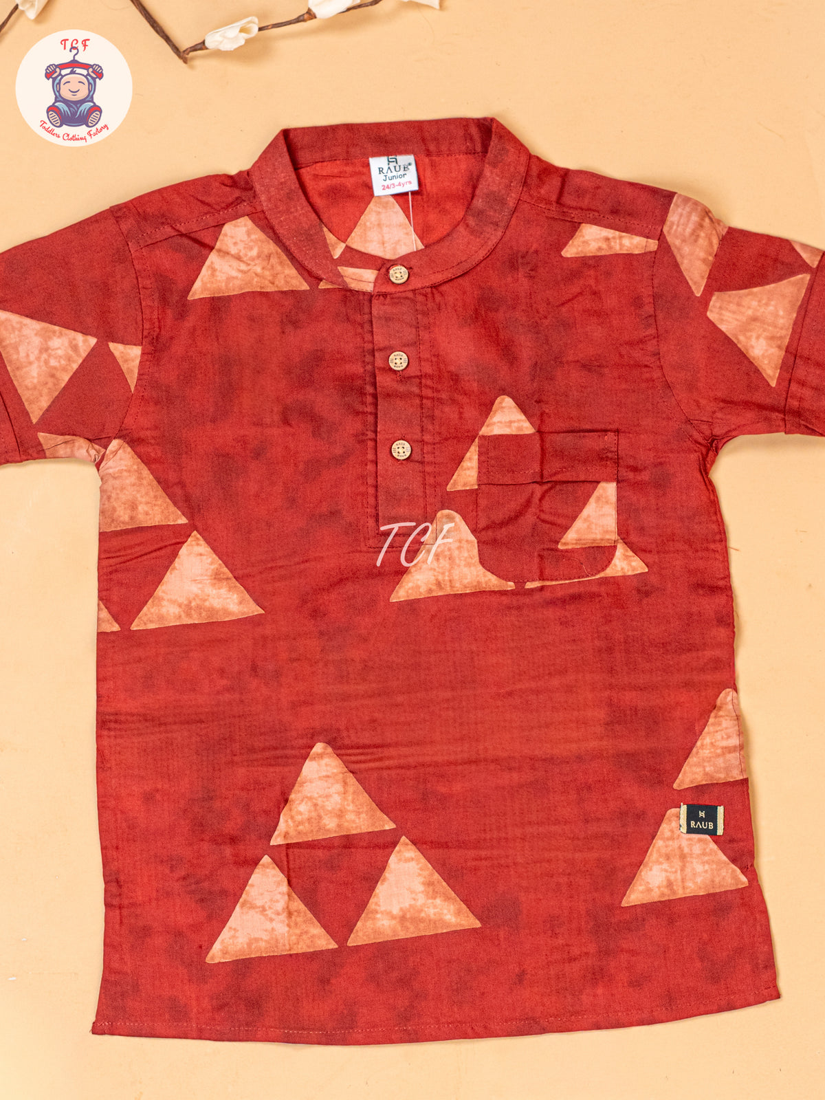 Red - Boys Readymade Short Kurta
