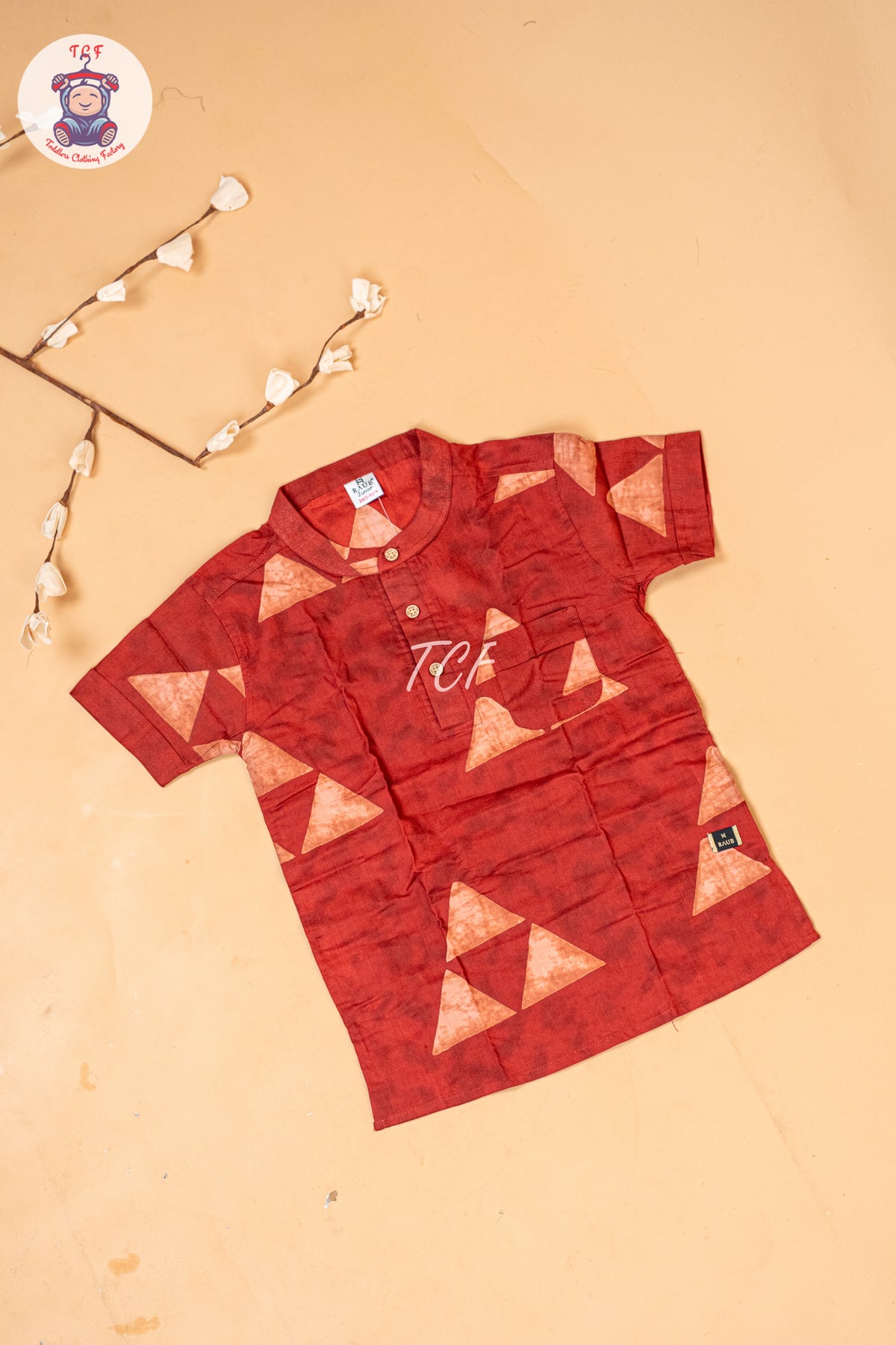 Red - Boys Readymade Short Kurta