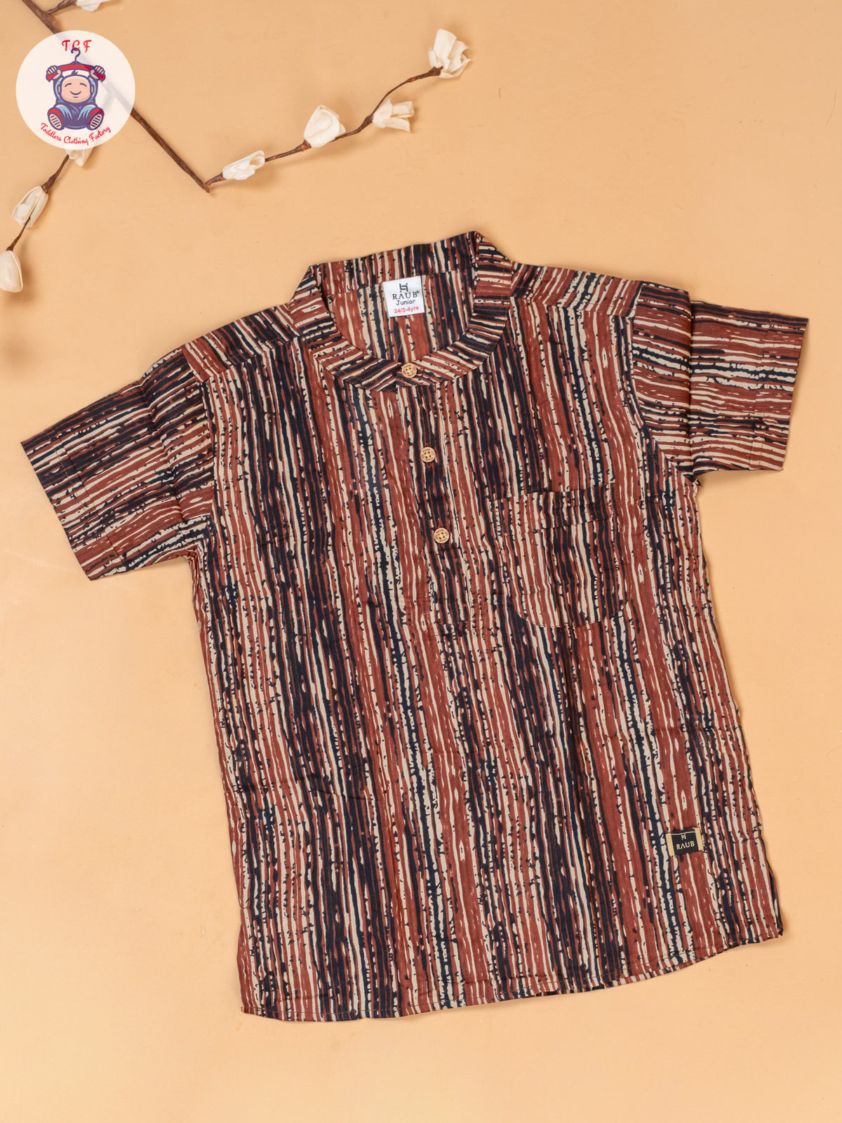Rust & Brown - Boys Readymade Short Kurta