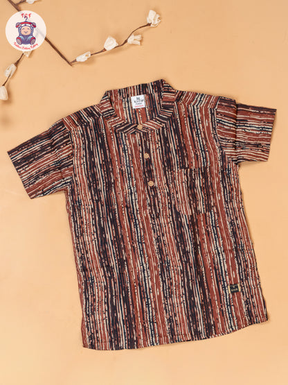 Rust & Brown - Boys Readymade Short Kurta