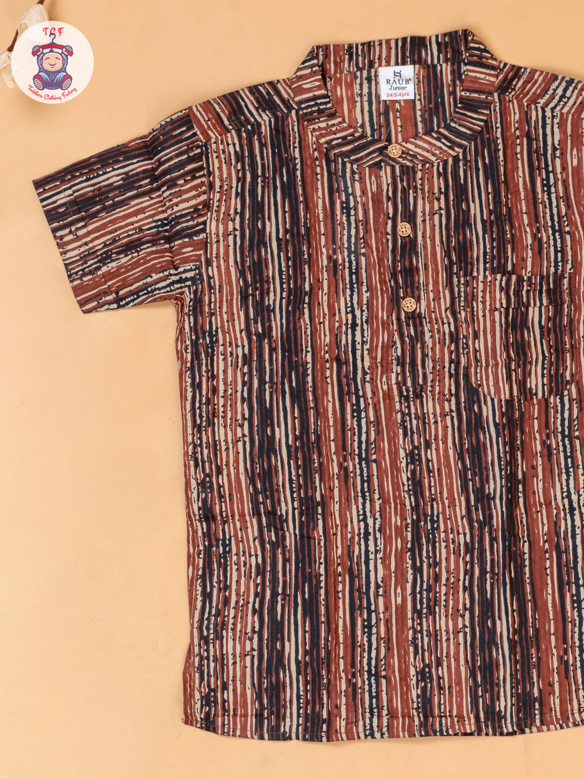 Rust & Brown - Boys Readymade Short Kurta