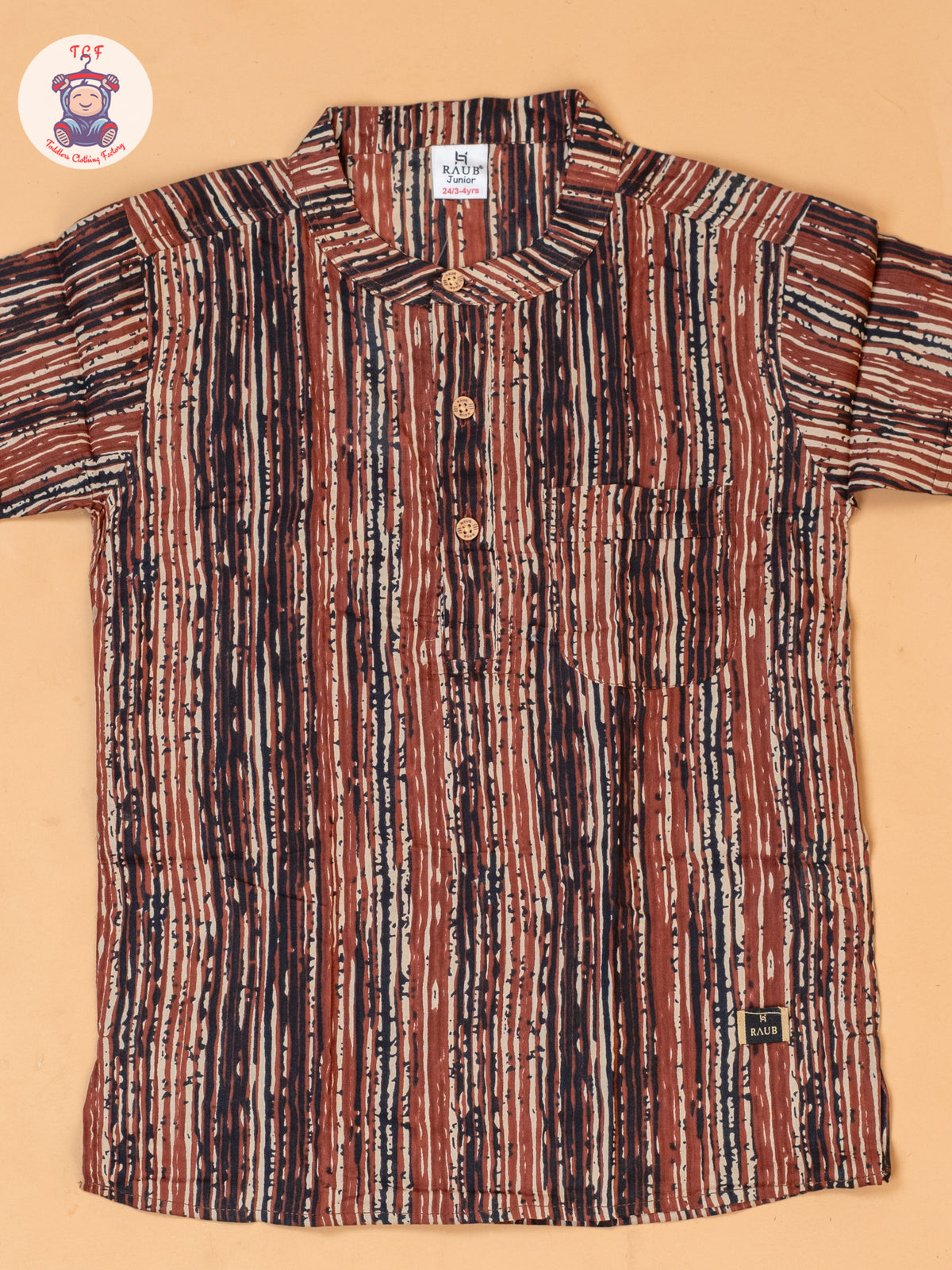Rust & Brown - Boys Readymade Short Kurta
