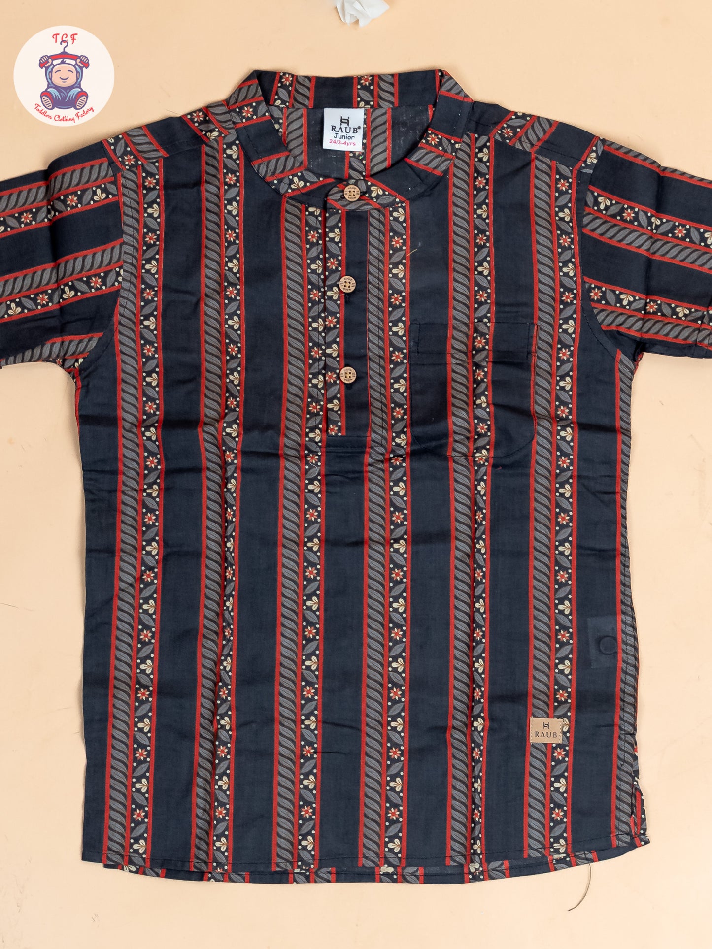 Black - Boys Printed Short Kurta