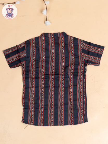 Black - Boys Printed Short Kurta