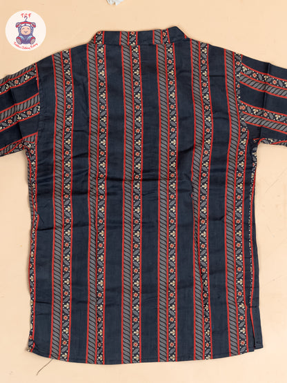 Black - Boys Printed Short Kurta