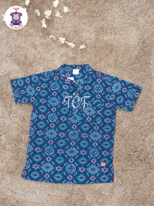 Blue Bandhini  - Boys Readymade Short Kurta
