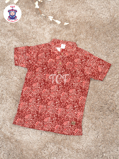 Red  - Boys Readymade Short Kurta
