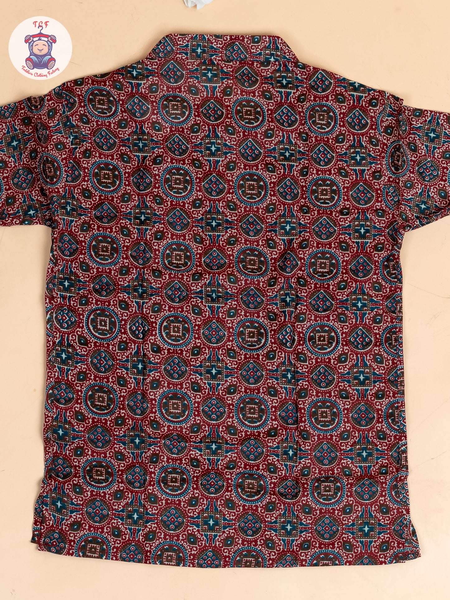 Red - Boys Printed Short Kurta