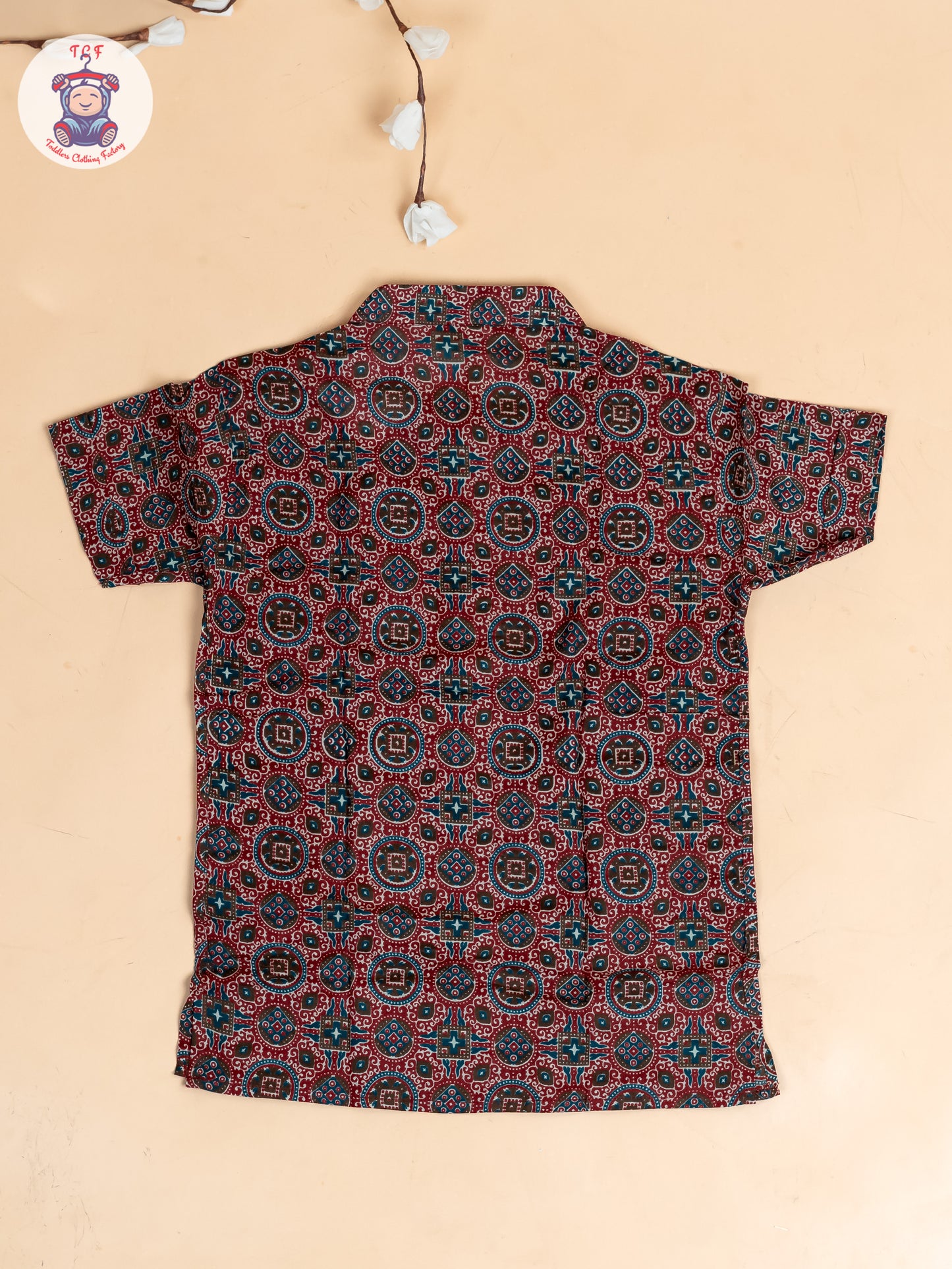 Red - Boys Printed Short Kurta