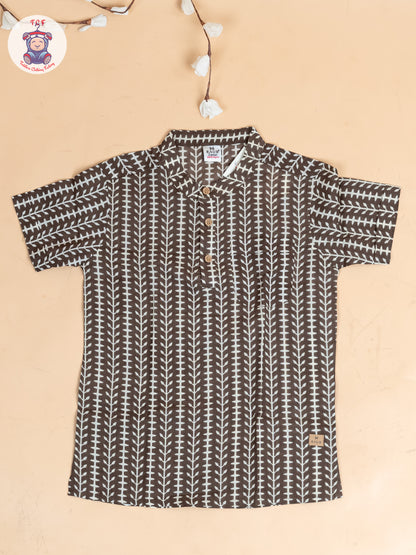Light Green - Boys Printed Short Kurta