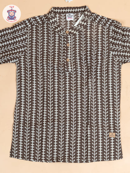Light Green - Boys Printed Short Kurta