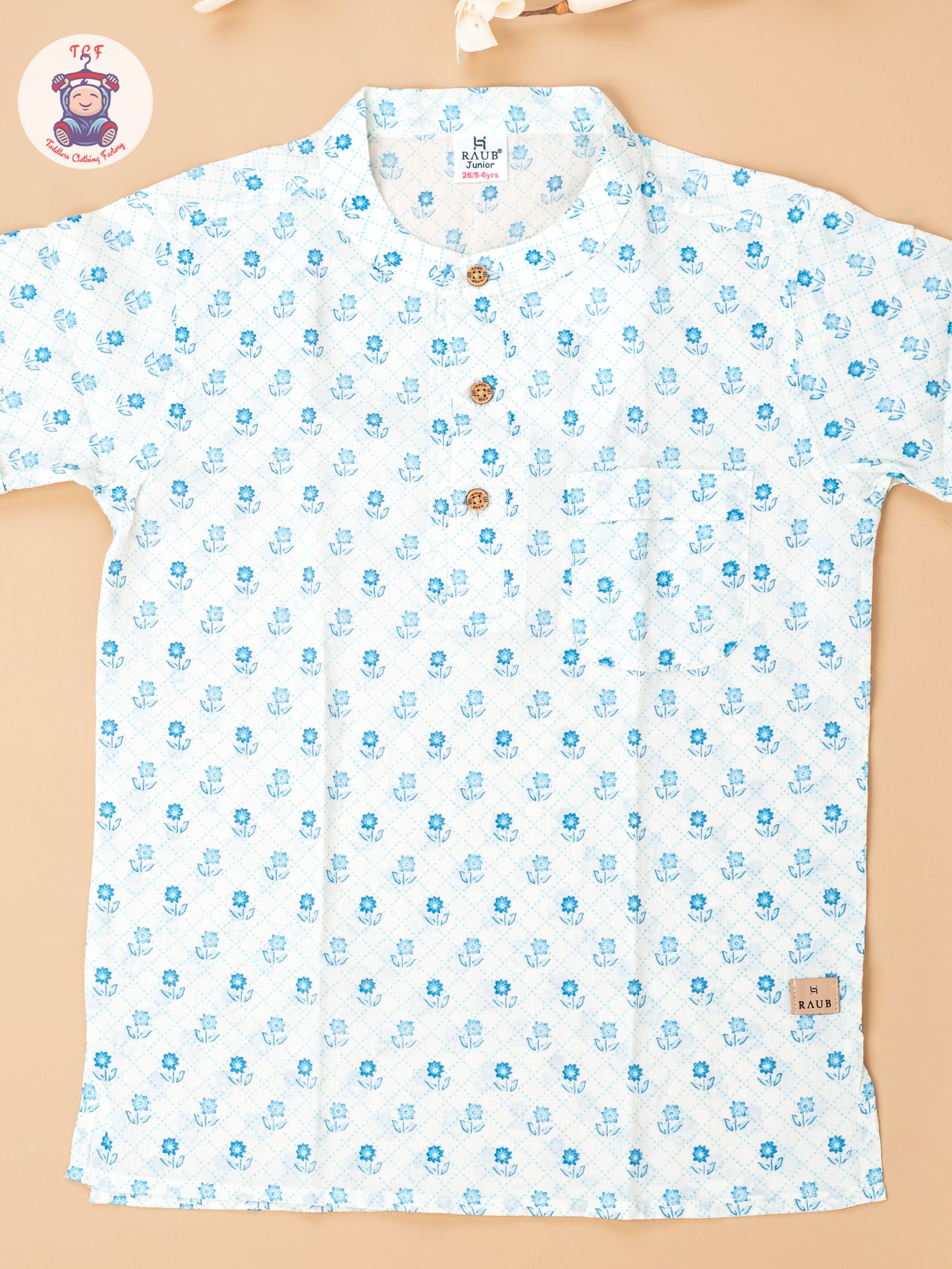 White & Blue - Boys Readymade Short Kurta