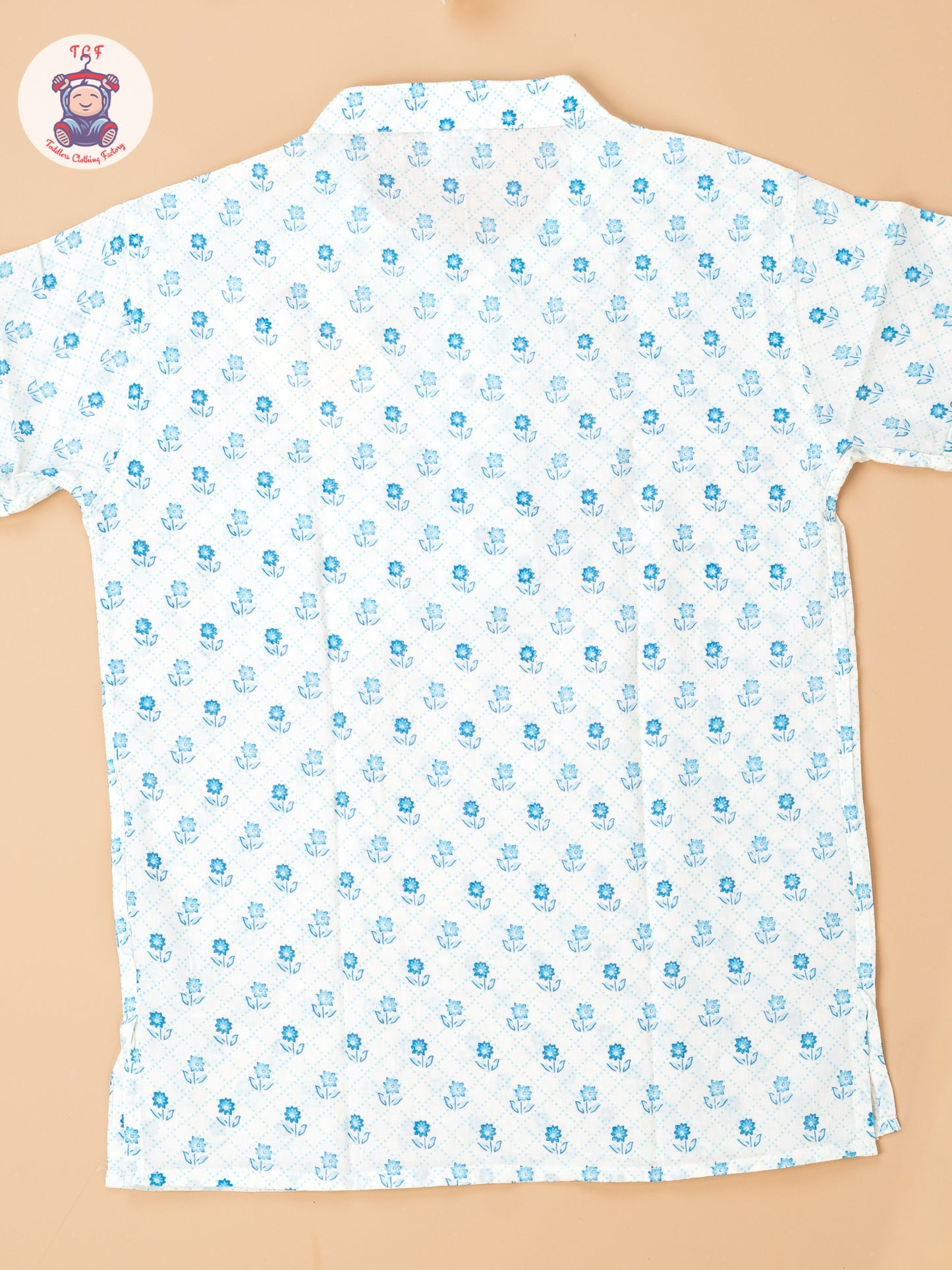 White & Blue - Boys Readymade Short Kurta
