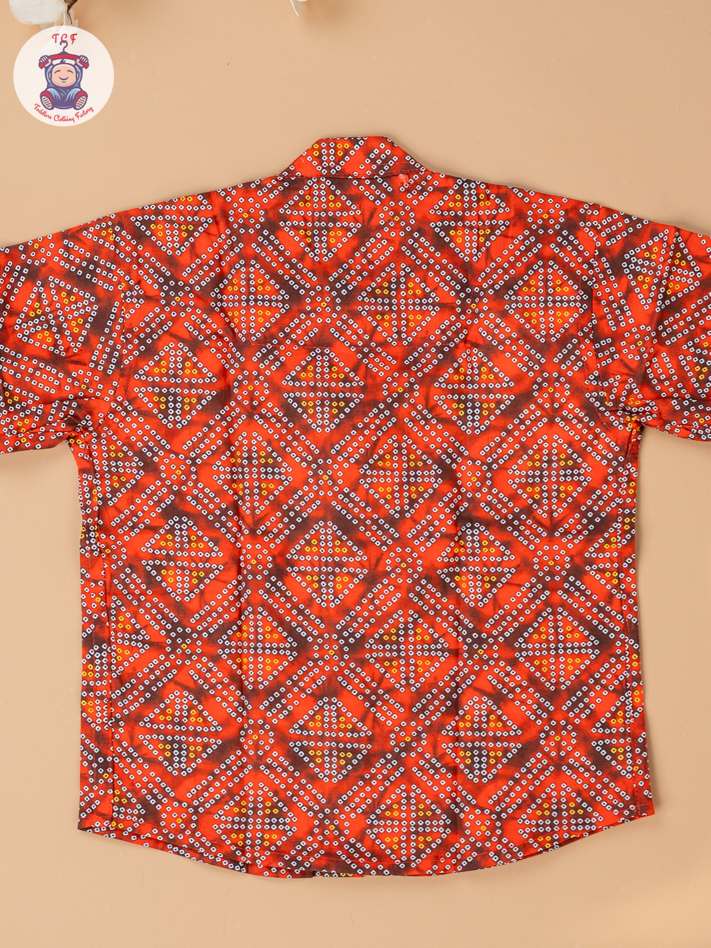 Orange - Boys Bandhini Printed Readymade Cotton Shirts