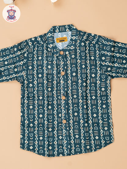 Bottle Green - Boys Readymade Cotton Shirts
