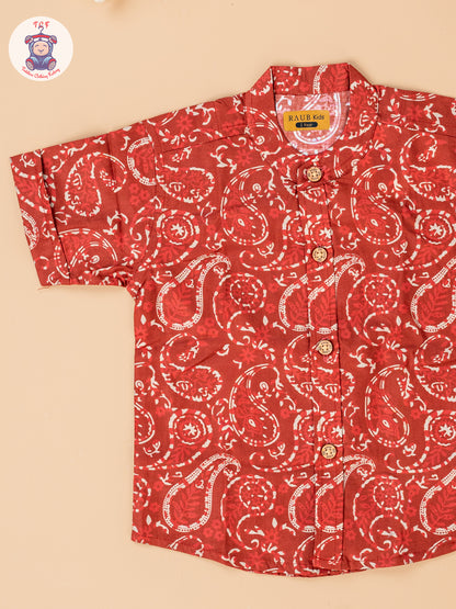 Red - Boys Readymade Cotton Shirts