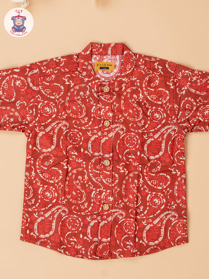Red - Boys Readymade Cotton Shirts