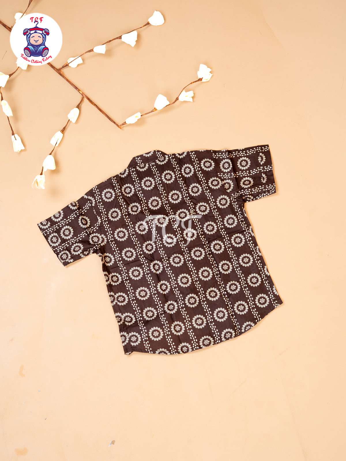 Brown - Boys Printed Cotton Shirt