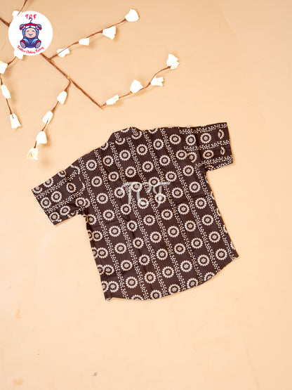 Brown - Boys Printed Cotton Shirt