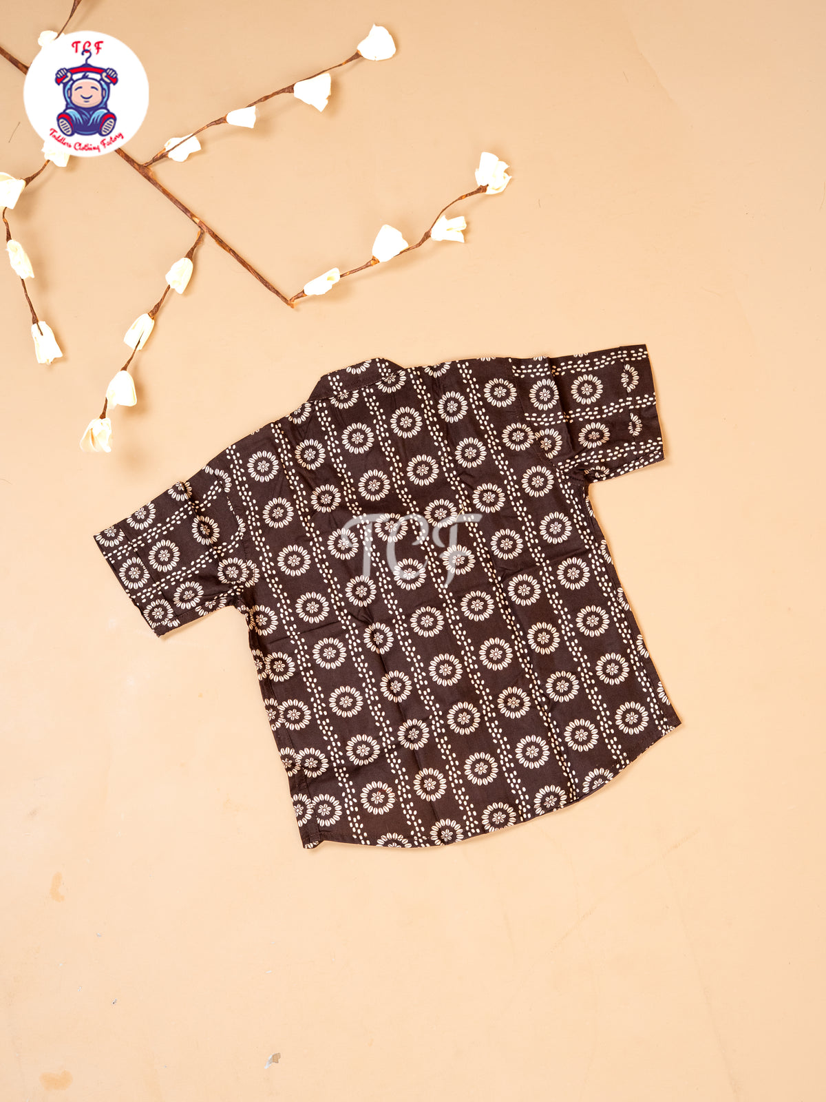 Brown - Boys Printed Cotton Shirt