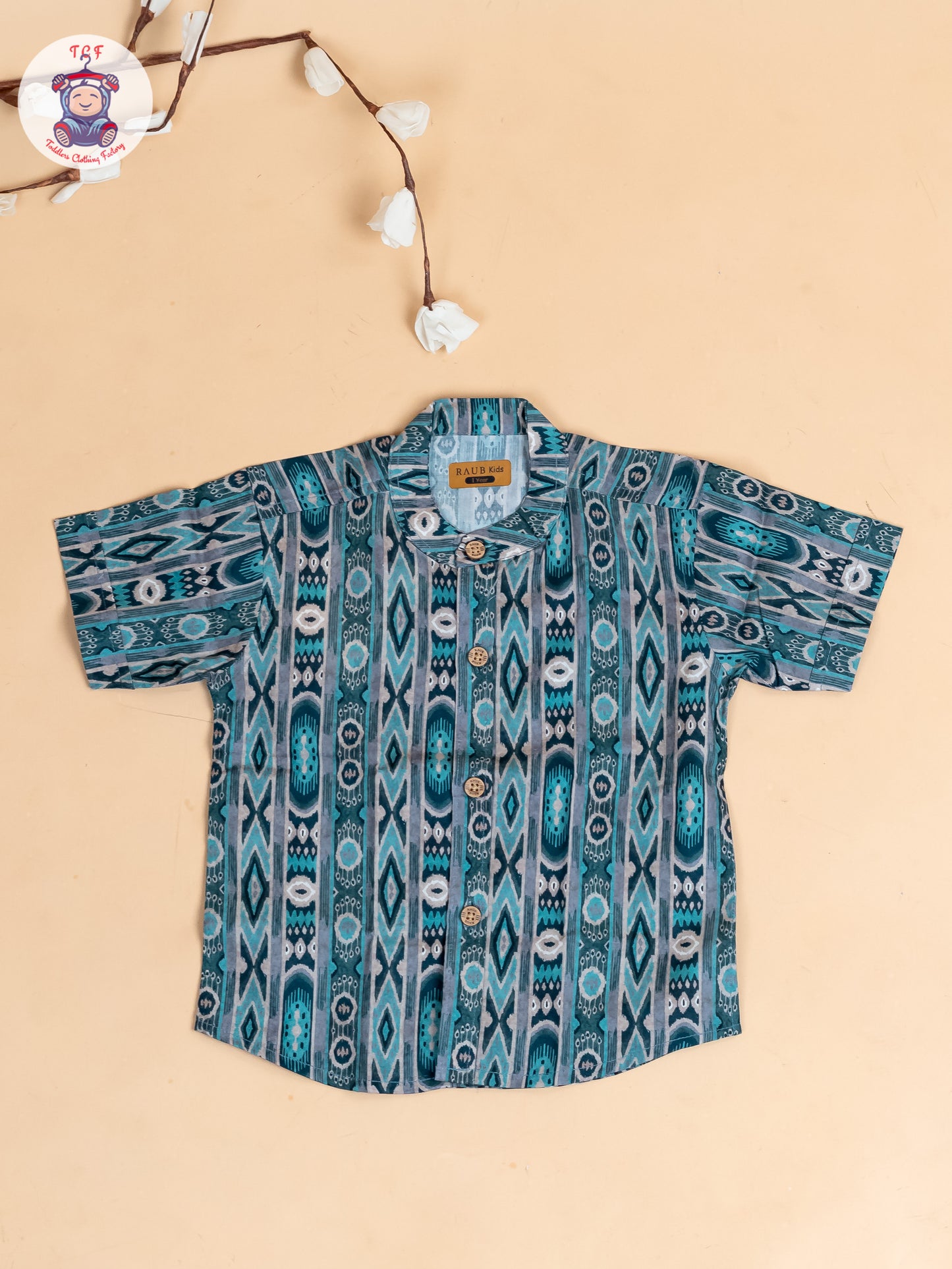 Blue - Boys Printed Cotton Shirt
