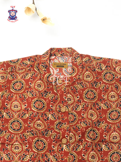 Maroon - Boys Printed Cotton Shirt