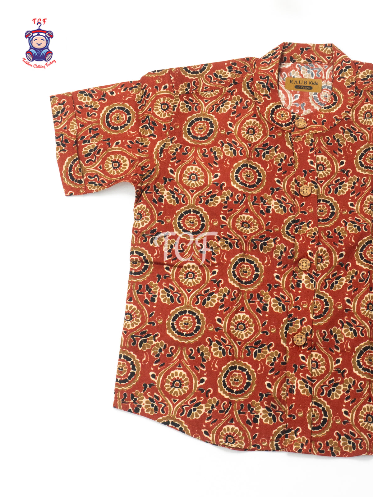 Maroon - Boys Printed Cotton Shirt