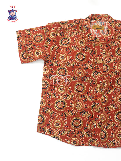 Maroon - Boys Printed Cotton Shirt