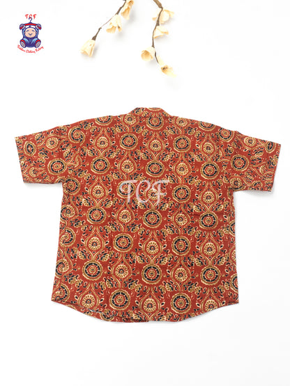 Maroon - Boys Printed Cotton Shirt