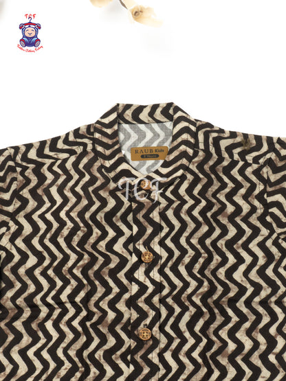 Choclate Brown - Boys Printed Cotton Shirt